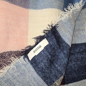 Justfab Multicolor Plaid Fringed Oversized Blanket Scarf Shawl Wrap JJ4184